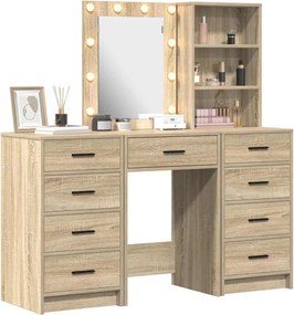 vidaXL Τραπέζι περιποίησης με συρτάρι 3 pcs Καφέ Επεξεργασμένο ξύλο