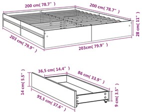 ΠΛΑΙΣΙΟ ΚΡΕΒΑΤΙΟΥ ΜΕ ΣΥΡΤΑΡΙΑ SONOMA ΔΡΥΣ 200X200ΕΚ. ΕΠΕΞ. ΞΥΛΟ 3280631