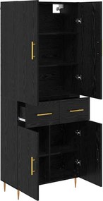vidaXL Highboard Μαύρη Οξυά 69,5 x 34 x 180 εκ. Επεξεργασμένο ξύλο
