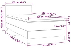 Κρεβάτι Boxspring με Στρώμα &amp; LED Σκ.Καφέ 100x200 εκ Υφασμάτινο - Καφέ