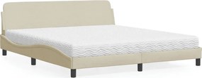 vidaXL Κρεβάτι με Στρώμα Dover Κρεμ 180x200 εκ. Υφασμάτινο