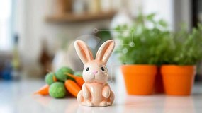 Intra Συλλεκτικό Ξύλινο Παζλ Plywood  4mm - Μικρό ειδώλιο λαγουδάκι με καρότα και λαχανικά Σε Ξύλινο Κουτί - Διαστάσεις: 10x10 cm – 25 κομμάτια