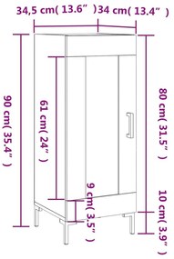 Ντουλάπι Γυαλιστερό Λευκό 34,5x34x90 εκ. Επεξεργασμένο Ξύλο - Λευκό