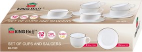 Σετ φλιτζάνια και πιατάκια Klausberg KH 1929, 12 τμχ, 210 ml, Opal, λευκό/χρυσό