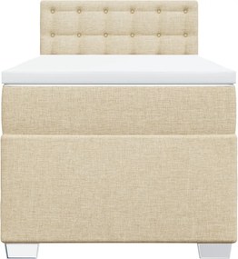vidaXL Κρεβάτι Boxspring με Στρώμα Κρεμ 90x200 εκ.Υφασμάτινο