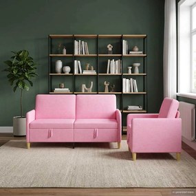vidaXL Σαλονάκι Σετ Με Αποθηκευτικό Χώρο 2 pcs Ροζ Πολυεστέρας