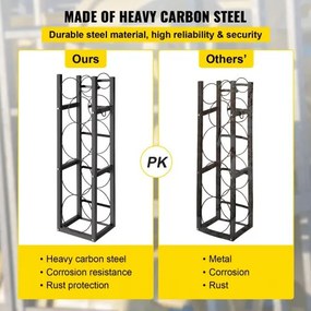 VEVOR Refrigerant Tank Rack Cylinder Tank Rack with 3-30lb and 3 Small Bottles