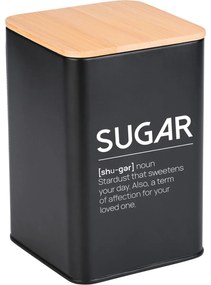 Estia 01-20262 Essentials Βάζο για Ζάχαρη με Καπάκι Ξύλινο 10x13cm, Μαύρο