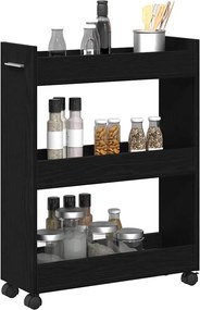 vidaXL Ντουλαπιού με τροχούς Μαύρη Οξυά 60 x 22 x 79 εκ