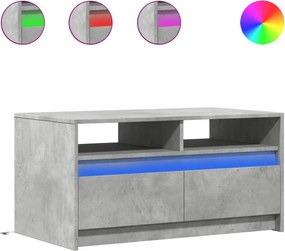 vidaXL Τραπεζάκι Σαλονιού με Φώτα LED Γκρι Σκυρ. Επεξ. Ξύλο