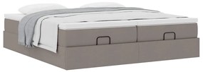 vidaXL Οθωμανικό κρεβάτι με στρώματα Taupe 160x200cm ύφασμα