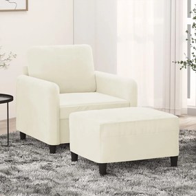 vidaXL Πολυθρόνα Κρεμ 60 εκ. Βελούδινη με Υποπόδιο