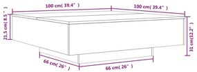 Τραπεζάκι Σαλονιού Καπνιστή Δρυς 100x100x31 εκ. Επεξεργ. Ξύλο - Καφέ