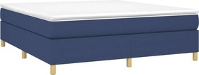 vidaXL Κρεβάτι Boxspring με Στρώμα Μπλε 160x200 εκ. Υφασμάτινο