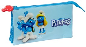 Διπλή Κασετίνα Los Pitufos Μπλε 22 x 12 x 3 cm