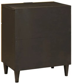 vidaXL Κομοδίνο Μαύρο και Χρυσό 50 x 33 x 60 εκ Μασίφ ξύλο μάνγκο
