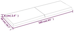 Ράφι Τοίχου Ανοιχτό Καφέ 160x50x(2-6)εκ. Επεξ. Μασίφ Ξύλο Δρυός - Καφέ