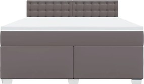 vidaXL Κρεβάτι Boxspring με Στρώμα Γκρι 180x200 εκ. Συνθετικό Δέρμα