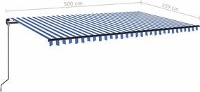 vidaXL Τέντα Συρόμενη Χειροκίνητη Μπλε / Λευκό 500x350 εκ.