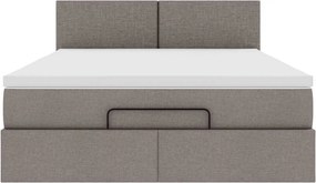 vidaXL Οθωμανικό κρεβάτι με στρώμα Taupe 140x200cm ύφασμα