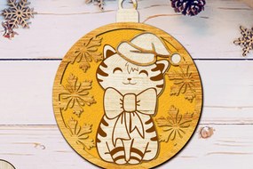 Σετ των 3 Intra απο ξύλο plywood 3mm-4mm πάχος Χριστουγεννιάτικο Στολίδι, Διακόσμηση Χριστουγεννιάτικου Δέντρου Δίασταση 4x4 cm INTRAFABR-83652687