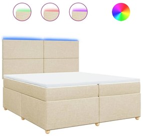 Κρεβάτι Boxspring με Στρώμα Κρεμ 200x200 εκ. Υφασμάτινο - Κρεμ