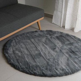 Στρογγυλό Xαλί Γούνινο (Φ100) Ravelia Fluffy Dark Grey