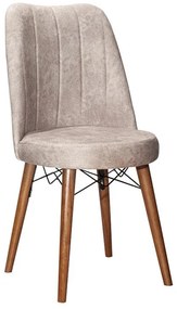 Καρέκλα Nevis I εκρού antique ύφασμα-καρυδί πόδι 4αδα 47x50x91 εκ.