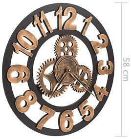 vidaXL Ρολόι Τοίχου Χρυσό / Μαύρο 58 εκ. Μεταλλικό