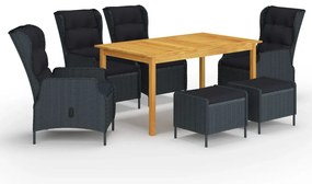 vidaXL Σετ Τραπεζαρίας Κήπου 7 Τεμαχίων Σκούρο Γκρι