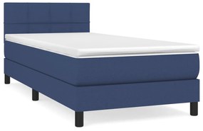 vidaXL Κρεβάτι Boxspring με Στρώμα Μπλε 90x190 εκ.Υφασμάτινο