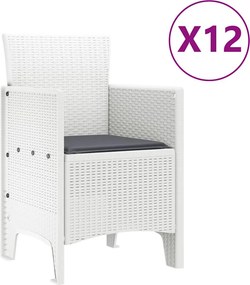 vidaXL Σέτ φαγητού για κήπο 13 pcs Λευκό Rattan Polt