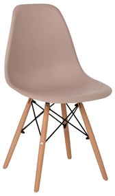 DINING CHAIR TWIST  WOODEN LEGS-POLYPROPYLENE LEGS-CAPPUCCINO COLOR 46x50x82Hcm.