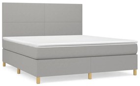 Κρεβάτι Boxspring με Στρώμα Αν. Πράσινο 160x200εκ Υφασμάτινο - Γκρι