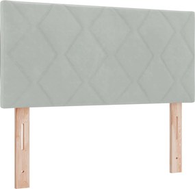 vidaXL Κρεβάτι Box Spring με Στρώμα και LED Ανοιχτό γκρι Μονό Βελούδο