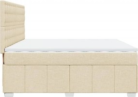 vidaXL Κρεβάτι Boxspring με Στρώμα Κρεμ 200x200 εκ. Υφασμάτινο