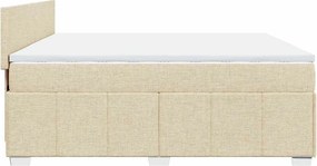 vidaXL Κρεβάτι Boxspring με Στρώμα Κρεμ 200x200 εκ. Υφασμάτινο