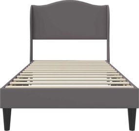 vidaXL Σκελετός Κρεβατιού με κεφαλάρι Γκρι 100 x 200 cm Τεχνητό Δέρμα