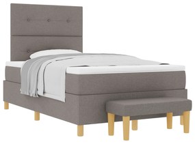 vidaXL Κρεβάτι με ελατήρια με στρώμα & πάγκο ταυπ 120x190 εκ. Υφασμάτινο