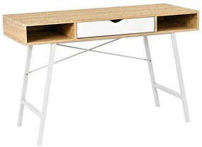Intrahome Γραφείο εργασίας Yamin Intrahome σε oak απόχρωση με πόδι λευκό μέταλλο 120x48x76εκ | SKU: INTRAPA-486111115