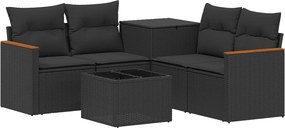vidaXL Σετ Καναπέ 6 τμχ. Μαύρο 55 x 55 x 37 εκ Πολυ-ρακί και Χάλυβας