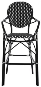 Σκαμπό Μπαρ C5794.02 Αλουμινίου Bamboo Look με Wicker Μαύρο - Λευκό 56x60x126 εκ. 56x60x126 εκ.