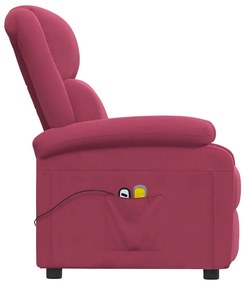 vidaXL Πολυθρόνα Μασάζ Ηλεκτρική Μπορντό Βελούδινη