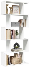 Βιβλιοθήκη Διαχωριστικού Δωματίου 5 Επιπέδων Λευκό 70x24x161 εκ. από Τεχνητό Ξύλο