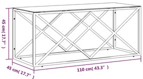 vidaXL Τραπέζι Σαλονιού 110x45x45 εκ. από Ανοξ. Ατσάλι και Γυαλί