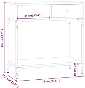 Τραπέζι Κονσόλα Καπνιστή Δρυς 75x34,5x75 εκ. Επεξεργ. Ξύλο - Καφέ