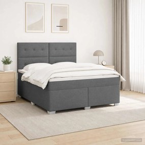 vidaXL Κρεβάτι box spring με στρώμα Σκούρο Γκρι 140 x 190 cm Ύφασμα