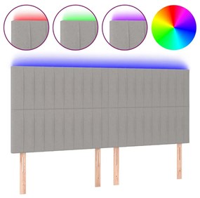 Κεφαλάρι Κρεβατιού LED Ανοιχτό Γκρι 180x5x118/128εκ. Υφασμάτινο 3122676
