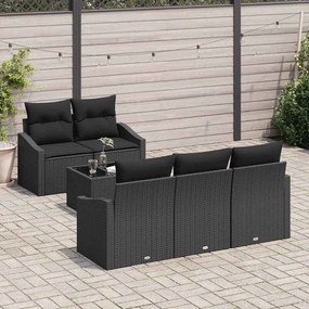 vidaXL Σετ Καναπέ με μαξιλάρι 6 pcs Μαύρο συνθετικό ρατάν