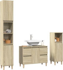 vidaXL Σετ Επίπλων Μπάνιου 3 Τεμαχίων Sonoma Δρυς Επεξεργασμένο Ξύλο